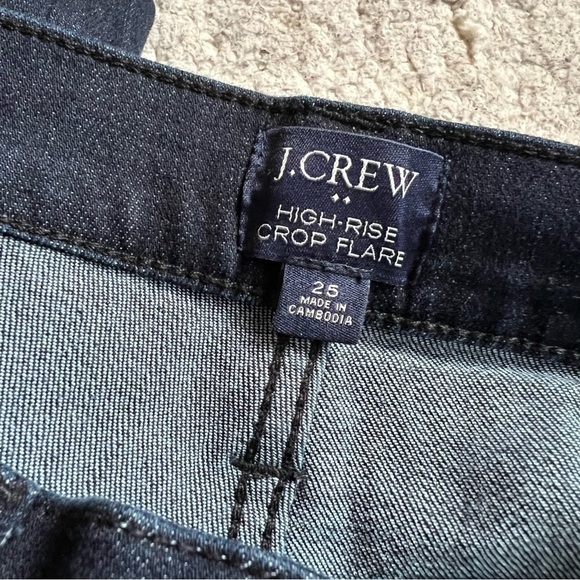 J. Crew Outlet:  Dark Denim Button Up High Rise Crop Flair Jeans Size 25 - Picture 9 of 13